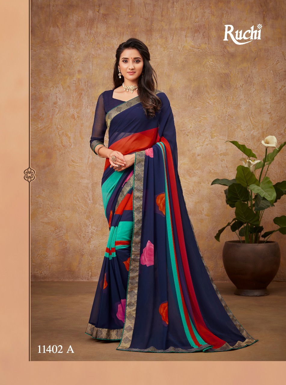 Ruchi Naavya Casual Daily Wear Georgette Designer Printed Saree Collection
